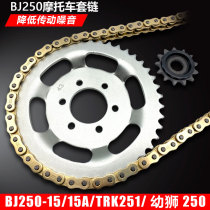 Application of small yellow dragon BJ250-15 15A TRK251 juvenile lion 250 large chain wheel small tooth oil seal chain sleeve chain