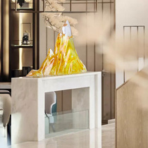 Rockery sculpture resin ornaments blessing living room entrance desktop decoration Home Chinese style transparent artwork Huangshan