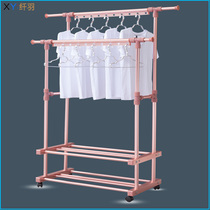 Aluminum alloy drying rack Floor-to-ceiling double-pole drying rack Indoor cooling rack Balcony single-pole household hanging clothes rack
