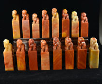 8x2-5cm Shoushan Stone Seal Indian Redstone Carving Ruibeast Button Chapter Material Batch Seal 10 Square Group Special Specials