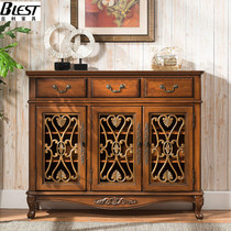 American solid wood dining side cabinet Foyer painted hollow shoe cabinet Bedroom simple locker Kitchen tea cabinet Entrance cabinet