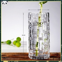 Large bamboo vase Cylindrical glass flower arrangement Silver willow thickened transparent straight tube 40cm high 50cm Large