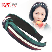 Striped knotted hairband headband Korean bow fabric wide-brimmed adult hairpin wash face minimalist headdress women