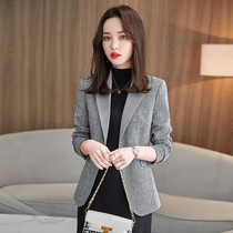 Gray suit coat female spring and autumn 2022 new high - level design sensation niche casual little suit