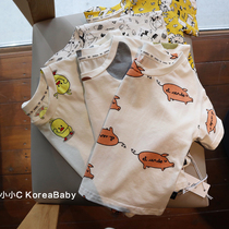 Korean baby childrens cotton short-sleeved cartoon T-shirt 2021 spring and summer new men and women childrens baby half-sleeve top