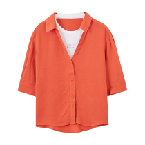 Metersbonwe short-sleeved shirt womens summer new loose two-piece summer dress new 225859