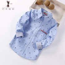 Boys long-sleeved printed shirt Korean version 2021 spring and autumn boys casual top inch medium and large childrens shirt 1510