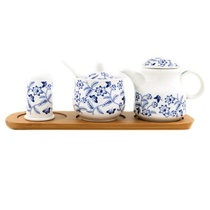 ? Antique blue and white ceramic Seasoning Set Square sauce vinegar pot chili jar salt garlic taste jar toothpick chopstick tube?