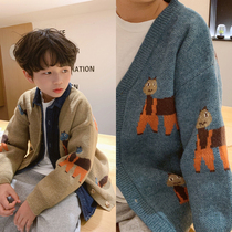 Boys sweater cardigan coat 2019 autumn and winter new childrens knitwear childrens sweater primary school childrens sweater