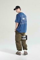 Naruto linkage clothing summer loose all-match t-shirt half-sleeved top round neck short sleeve casual detachable shorts