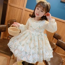 Girl Lace Dress 2022 Spring Female New Girl Yang Pearl Princess Han - tie Girl Baby Dress