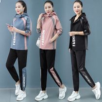 Casual sportswear suit womens 2022 new fall tide cards Lianhood baseball uniforms early autumn tooling two sets of students