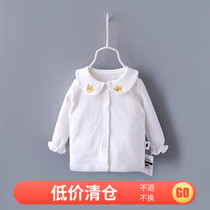 2020 Spring Dress Girl Long Sleeve Undershirt Child Shirt Woman Baby White Shirt Baby Cardiovert T-shirt Pure Cotton
