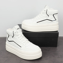 European station white high-top shoes 2021 new trendy shoes thick-soled platform shoes mens inner heightened sports casual shoes
