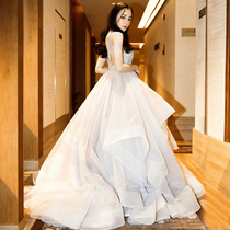 Angel wedding dress gray big backless birthday party banquet annual catwalk engagement wedding evening dress wholesale 016