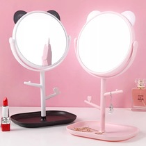 Net red mirror girl heart ins cosmetic mirror desktop with storage box one desktop cute home dormitory Nordic