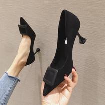French girl high heels womens net red fine heel womens shoes spring new Korean version of black sexy pointed shallow mouth single shoes
