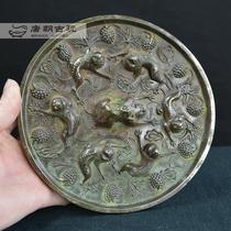 Antique Bronze Device Legendary Beauty Tang Beast Grape Bronze Mirror Copper Mirror Classic Collection of Guri Beast