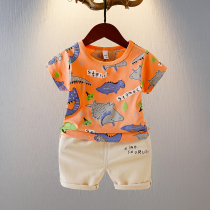 2021 summer new childrens clothing boys summer suit childrens small children Korean version of short sleeve handsome foreign style two-piece set