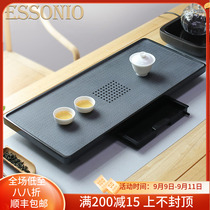 ESSONIO natural Wujin Stone tea tray dry bubble kung fu tea set tea table household water storage small drawer tea Sea
