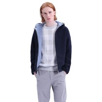 NOME mens tweed short coat mens autumn and winter dark blue sports sweater with wool MLCC0022