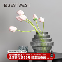 BEST WEST modern geometric vertical pattern living room table wine cabinet insert Vase ornaments Fashion Home soft decorations