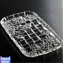 Eurostyle creative crystal glass rectangular glass tray tea tray tea tray tea tray living room dry fruit tray water fruit tray