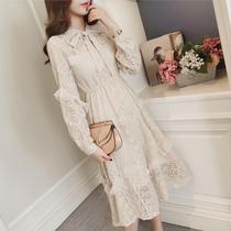 Autumn and winter clothing with long sleeves dresses 2022 new Temperament Lace Fairy dress A word for a bottom skirt