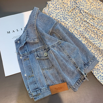 Korean girls denim coat childrens 2021 New Spring casual jacket thin baby Foreign style Korean top