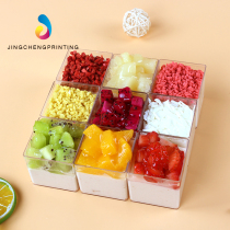 Square fruit cube mousse cup packing box Nine-grid fruit cake box Transparent small pudding wooden bran cup