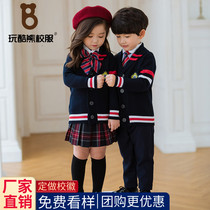 Kindergarten yuan fu autumn primary school uniforms spring and autumn suit childrens costumes men class uniform customized British style