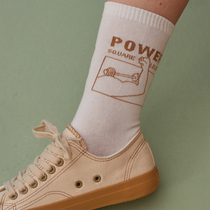 square houlest2019 autumn Japanese Joker leisure loose middle tube men and women Tide brand sports cotton socks