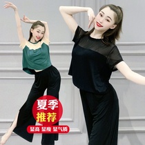 Dance clothes womens summer short-sleeved loose dance clothing square dance modern ethnic classical body base training work clothes