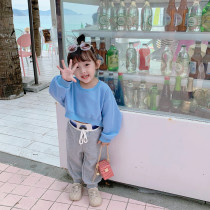 Fall in love with pretty girl girl Net red suit 2021 New Spring baby childrens leisure sports 2 sets set tide