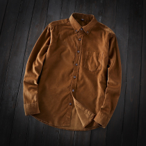 Fine and comfortable soft foreign trade original single Japanese cotton corduroy shirt mens solid color casual striped shirt