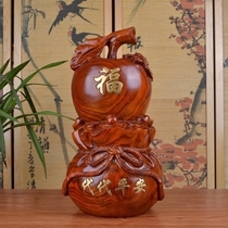 Huanghua pear wood carving Apple home furnishings for generations safe creative home living room accessories mahogany crafts gifts