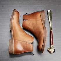 Large size leather Martin boots mens trendy shoes British Chelsea boots retro booties high-top leather shoes tooling boots mens military boots