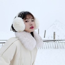 Earmac female winter lovely warm ear cover antifreeze 2022 new Korean version of rabbit hair giving girlfriends warm ear cover girl