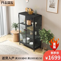 Denmark JIANFA modern simple glass side cabinet wall cabinet Living room Nordic light luxury narrow cabinet