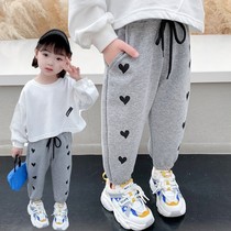 Girls Spring and Autumn Knitted Sweatpants Childrens foreign trousers Spring and Autumn 2021 New Childrens Casual Pants Tide