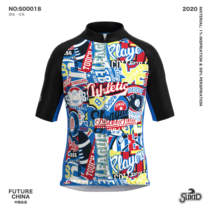 SLIKID Childrens Sport Full version Graffiti riding Competitive Zipper Jersey Speed Dry Summer Short Sleeves