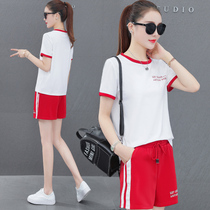 MODO leisure sports suit women 2020 summer suit new Korean version loose short-sleeved broad-leg pants tidal set