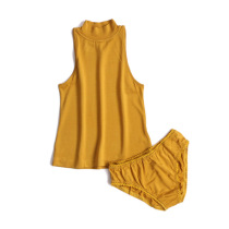 Welfare - style silk knitted vest underwear suit comfortable sandsilk yellow sports underwear two pieces of female