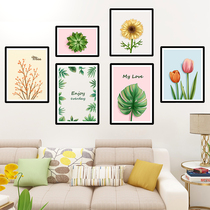 Living room sofa photo frame background wall bedroom room wallpaper self-adhesive wall decoration stickers wallpaper green plant warm