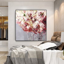Impression peony flower oil painting home simple entrance entrance restaurant decoration painting pure hand-painted living room bedroom mural