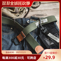 Madden tooling American vintage double-loop buckle belt vintage canvas woven belt Amei Kazi jewelry men
