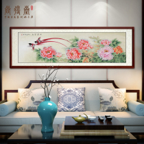 Chinese painting hand-painted authentic peony flowers blossom rich freehand flowers and birds than wings double flying living room decoration painting bedroom bedside painting