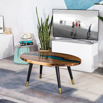 Epoxy resin River coffee table meal walnut creative living room Oval tea table shaking sound with net Red dining table
