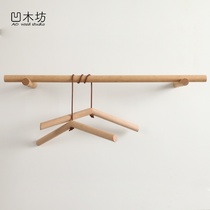 Solid Wood hanger wall coat rack home clothes rack creative wooden towel rack clothing store hanging pole