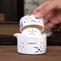 New ceramic express teapot one pot two or two cups Chinese exquisite travel portable Kung Fu tea set office